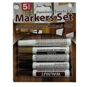 Mobilya Rötüş Tamir Kalemi Seti 5'li Beyaz Açık Kahve,Kahve,Koyu Kahve, Siyah
